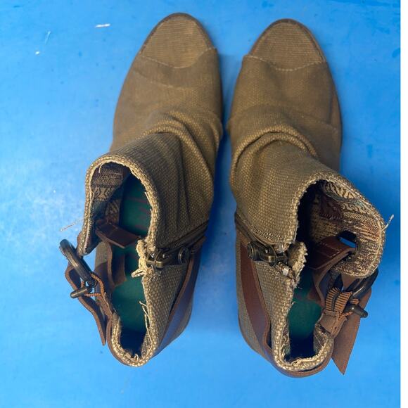 Blowfish Malibu Boots Women's 6.5 Ankle Booties Olive Green Canvas Zip Up Casual - Picture 9 of 10